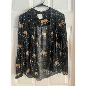 maeve casia cheetah button up